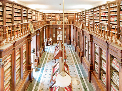 National Library "Vittorio Emanuele III", view from above of Lucchesi Palli room, Naples, Italy, 2010 (photo)