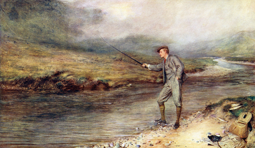 Trout-Fishing in the Highlands (colour litho)