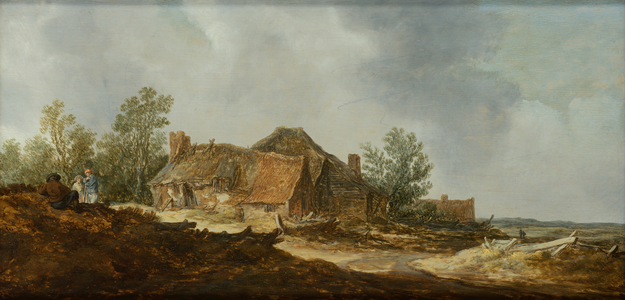 A Dune Landscape with Figures and a Farmhouse, 1628 (oil on panel)