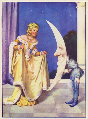 The Sleeping Beauty and the Man in the Moon (colour litho)