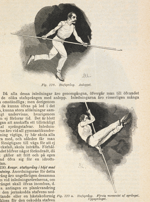Pole vaulting. A demonstration on how to pole vault.