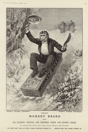Advertisement for Brooke's Monkey Brand soap (engraving)