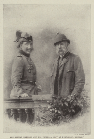 The German Emperor and his Imperial Host at Koroserdo, Hungary (engraving)