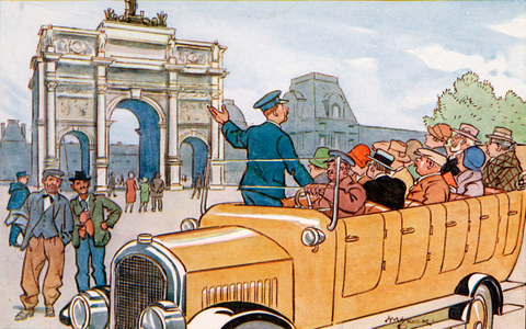 L'autocar (the coach) (colour litho)