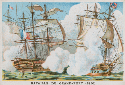Battle of Grand Port, 1810 (chromolitho)