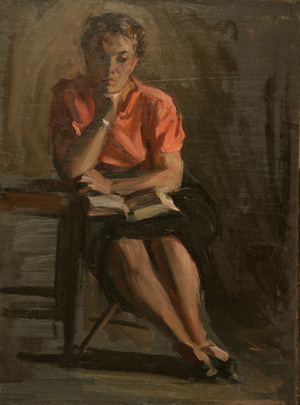 Portrait of a Woman Reading, 1950s (oil on canvas)