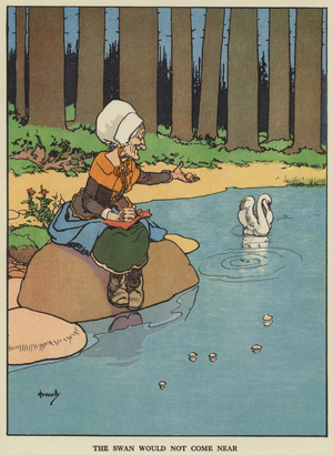 The swan would not come near (colour litho)