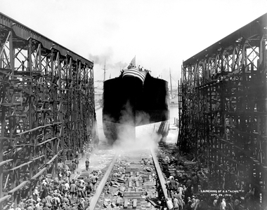 Launching Of SS Acme, San Francisco, California, April 28, 1916 (b/w photo)