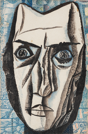 Head, 20th century (ink & w/c on paper)