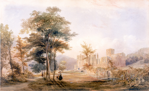 Brinkburn Grange, Northumberland and Ruins of Priory (b/c, ink, pencil & watercolour on paper, pasted on card)