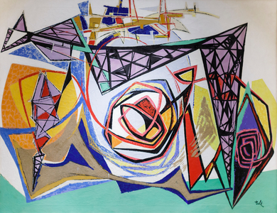 Swooping into the harbor, 1952 (mixed technique on canvas)