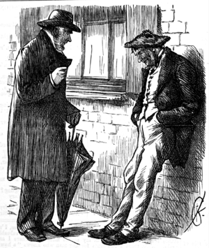 A drunken man and gentleman speaking, 1850