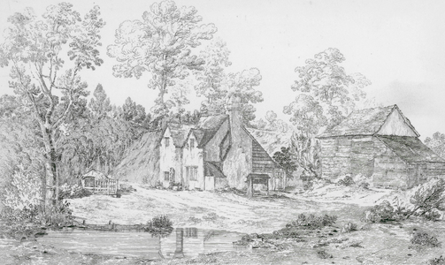 The Residence of Thomas Elwood, the Friend of Milton, Chalfont St Giles, Buckinghamshire (engraving)