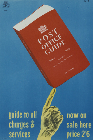 'Post Office Guide, July 1958', Guide to all charges and services, 1958 (colour litho)