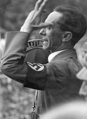 Joseph Goebbels during a speech, 1934 (b/w photo)