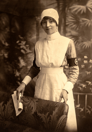 Portrait of Nurse with Chair, c.late 1800s (silver gelatin print)