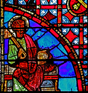Window w9 depicting St Peter (stained glass)