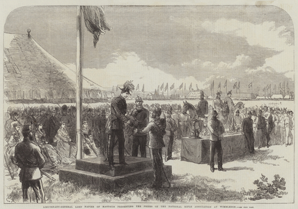 Lieutenant-General Lord Napier of Magdala presenting the Prizes at the National Rifle Association at Wimbledon (engraving)