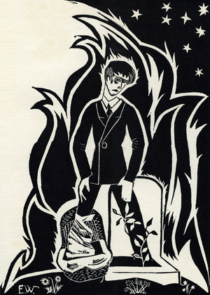 Fires of Youth by Evelyn Waugh, from ‘A Little Learning: The First Volume of an Autobiography by Evelyn Waugh’, 1964 (engraving)