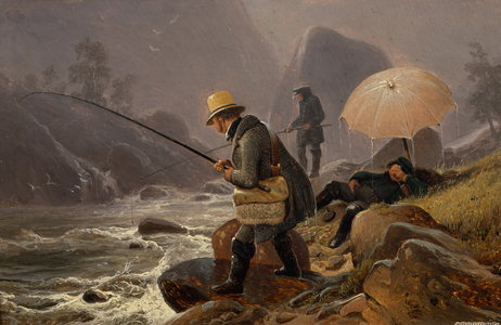 The painters Fearnley, Achenbach, Breslauer fishing in, 1839 (painting)