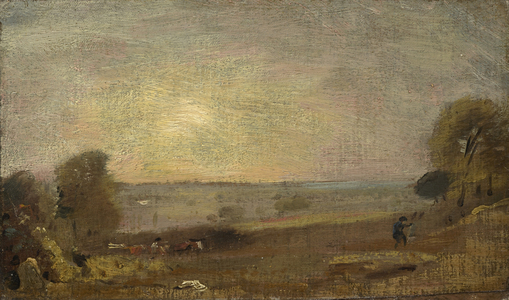 Dedham Vale from the Road to East Bergholt: Sunset, 1810 (oil on paper, mounted on board, mounted on panel)