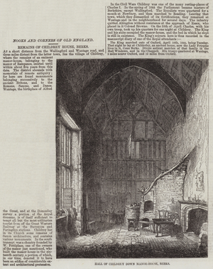 Hall of Childrey Down Manor-House, Berks (engraving)