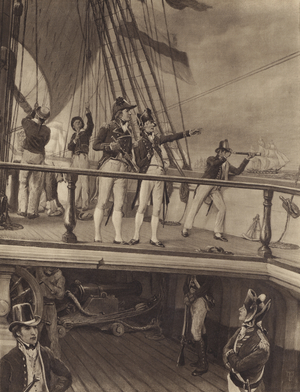 Nelson's Chase after the French Fleet, 1805 (litho)