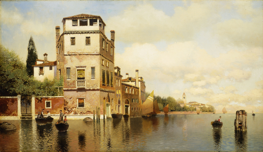 Mid-day at Venice, (oil on canvas)