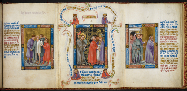 The disrobing of Joseph by his brothers; the conspiracy to kill Christ; Absalom speaking to the people at the city gate (usurping David's kingdom.
