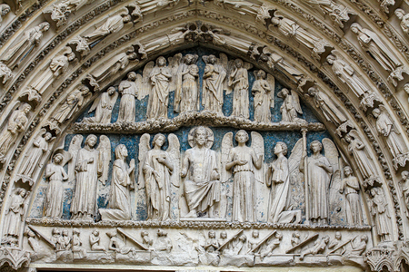 Royal portal tympanum of the cathedral Saint André. Bordeaux