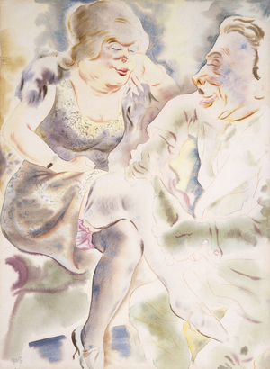 Man and Woman, (watercolour, pen and red ink on paper)