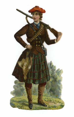 Female grouse shooter (colour litho)