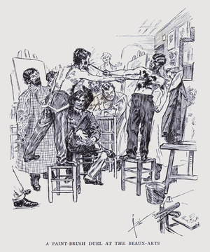 Bohemian Paris: A paint-brush duel at the Beaux-Arts (litho)