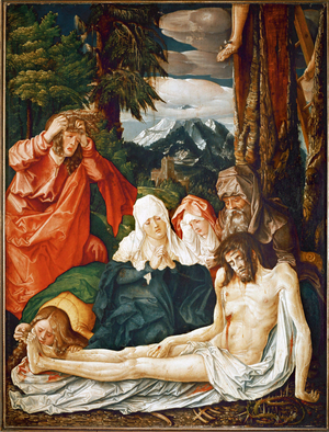 The Mourning of Christ, Saints Mary and Salome (oil on wood)