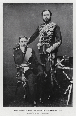 King Edward VII and his brother the Duke of Connaught, 1870 (b/w photo)
