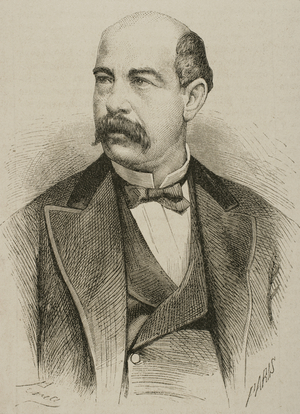 Portrait of Ramon Goicoerrotea, Spanish politician and journalist (engraving)