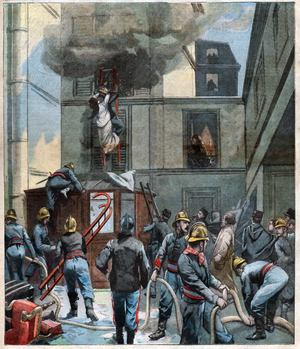 Pompiers a Paris. Firemen in Paris.