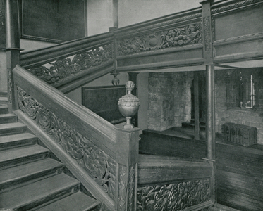 Staircase, Durham Castle, Circa 1662 (b/w photo)