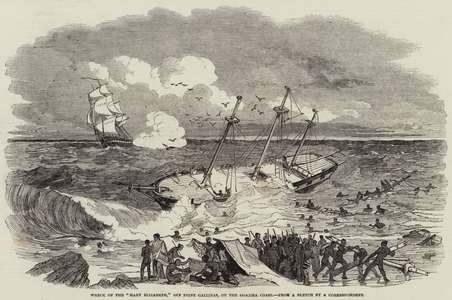 Wreck of the "Mary Elizabeth," off Point Gallinas, on the Goajira Coast (engraving)