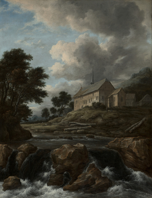 Landscape with a Church by a Torrent, c.1670 (oil on canvas)
