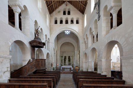 Eglise Saint-Etienne, Vignory, France. Interior. The nave. (photo)