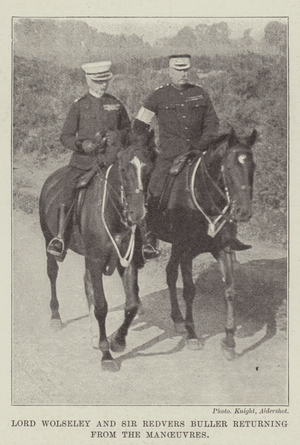 Lord Wolseley and Sir Redvers Buller returning from the Manoeuvres (b/w photo)