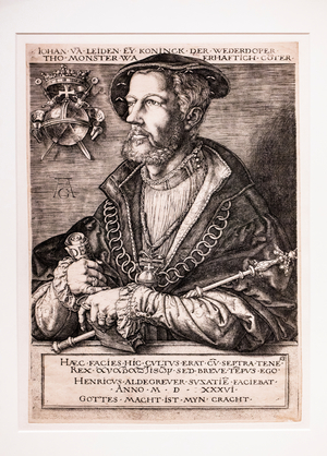 Jan Bockelson dit van Leyden ou Jean de Leyde,1536 (Gravure,burin)