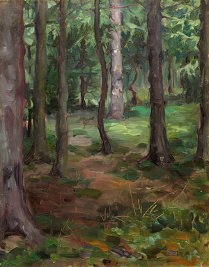 Forest (oil on board with scratching out)