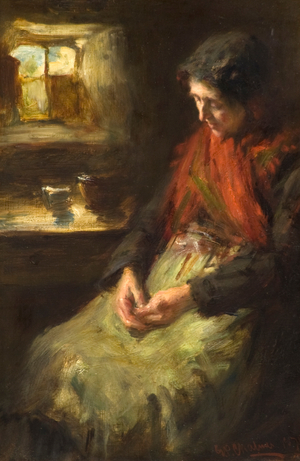 Asleep, 1871 (oil on canvas)