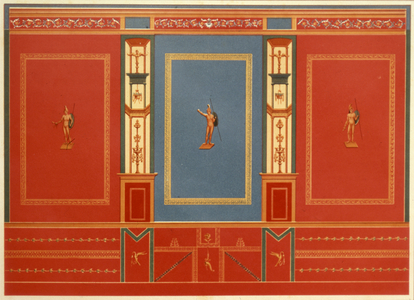 Ancient Pompeian wall painting reproduction, 19th century (watercolour and pencil)