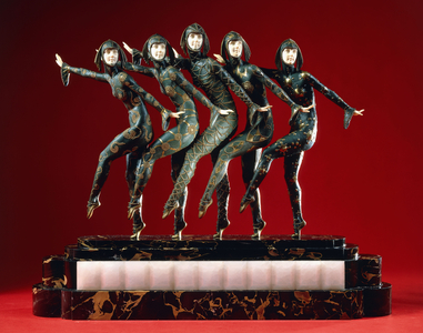 The Girls,  (gilt and cold-painted bronze, ivory, marble and onyx base)