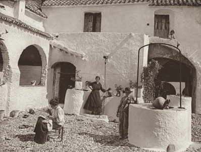 Spain: Court in Arcos de la Frontera (b/w photo)