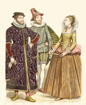 Fashion in Great Britain, 16th century (copper plate print)