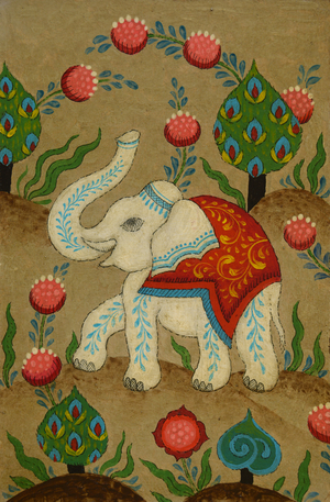 Puja Elephant, 2024 (acrylic & ink on card)